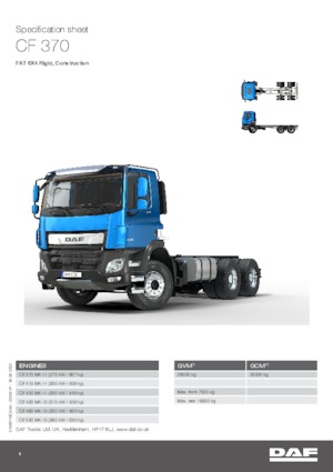 Chasis rígido DAF CF 370 FAT Construction