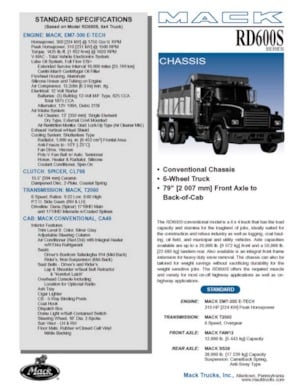 Chasis rígido Mack RD690S CA49 EM7-300 E-TECH 6x4