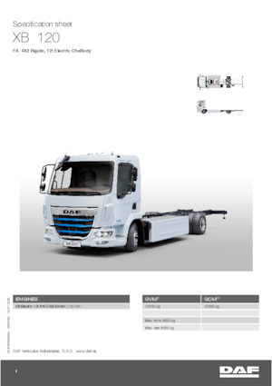 Chasis rígido DAF XB 120 FA 12t Electric ChsBody