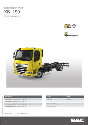 Chasis rígido DAF XB 190 FA 10t