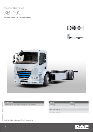 Chasis rígido DAF XB 190 FA 19t Electric ChsBody
