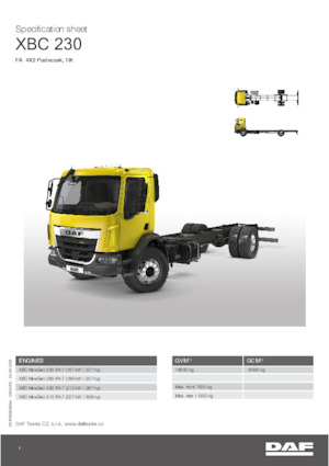 Chasis rígido DAF XBC 260 FA 19t