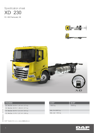 Chasis rígido DAF XD 230 FA 19t