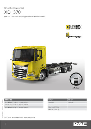 Chasis rígido DAF XD 370 FAS Low Deck