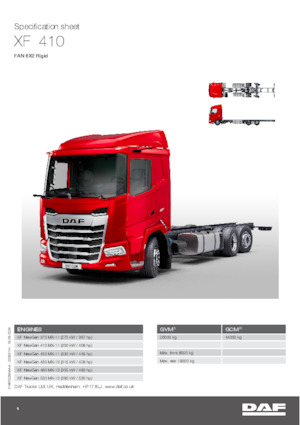 Chasis rígido DAF XF 410 FAN 