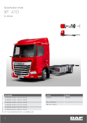 Chasis rígido DAF XF 410 FA