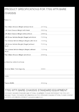 Autovolquetes Caterpillar 770G WTR Bare chassis