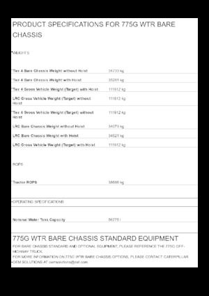 Autovolquetes Caterpillar 775G WTR Bare chassis
