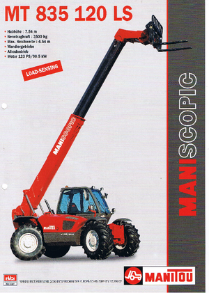 Manipuladoras telescópicas Manitou MT 835 T 120 LS