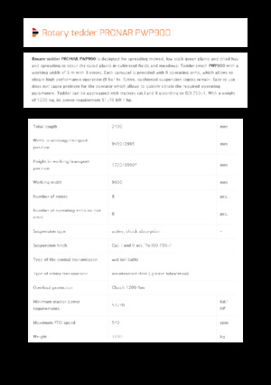 Rastrillos henificadores Pronar PWP 900