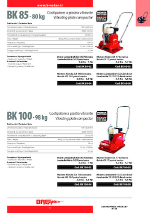 Planchas vibratorias de una dirección Breaker BK 100-02