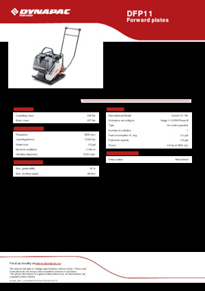 Planchas vibratorias de una dirección Dynapac DFP11