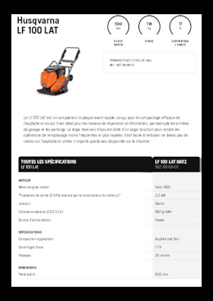 Planchas vibratorias de una dirección Husqvarna LF 100 LAT