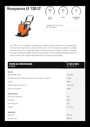 Planchas vibratorias de una dirección Husqvarna LF 130 LT