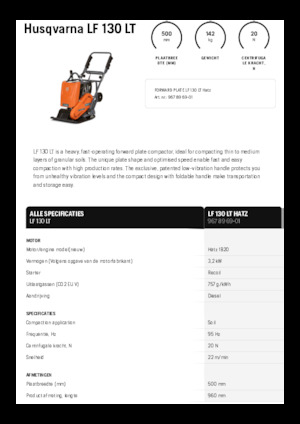 Planchas vibratorias de una dirección Husqvarna LF 130 LT