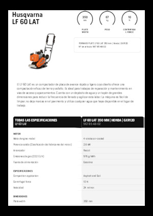 Planchas vibratorias de una dirección Husqvarna LF 60 LAT