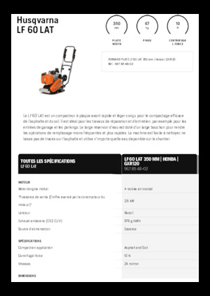 Planchas vibratorias de una dirección Husqvarna LF 60 LAT