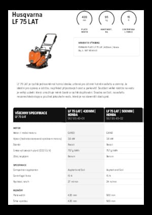 Planchas vibratorias de una dirección Husqvarna LF 75 LAT