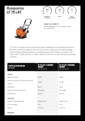 Planchas vibratorias de una dirección Husqvarna LF 75 LAT