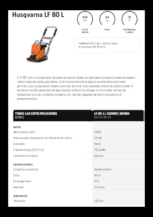 Planchas vibratorias de una dirección Husqvarna LF 80 L
