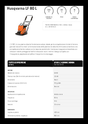 Planchas vibratorias de una dirección Husqvarna LF 80 L