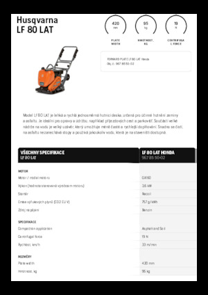 Planchas vibratorias de una dirección Husqvarna LF 80 LAT
