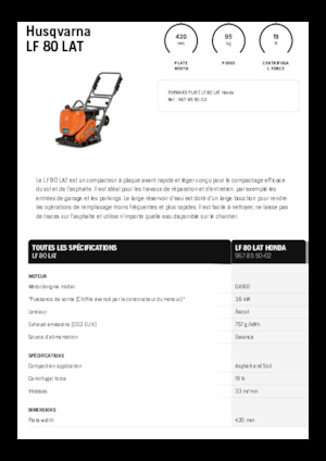 Planchas vibratorias de una dirección Husqvarna LF 80 LAT
