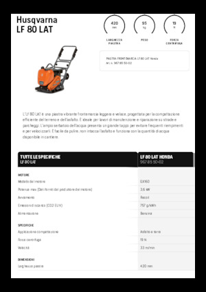 Planchas vibratorias de una dirección Husqvarna LF 80 LAT