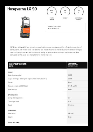 Planchas vibratorias de una dirección Husqvarna LX 90