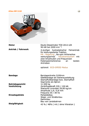 Rodillos vibrantes autopropulsados Atlas AW 1110