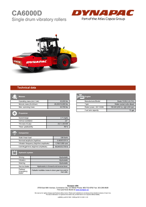 Rodillos vibrantes autopropulsados Dynapac CA 6000 D