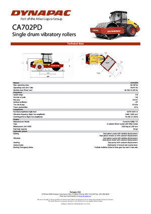 Rodillos vibrantes autopropulsados Dynapac CA 702 PD