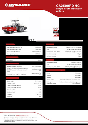 Rodillos vibrantes autopropulsados Dynapac CA2500PD HC