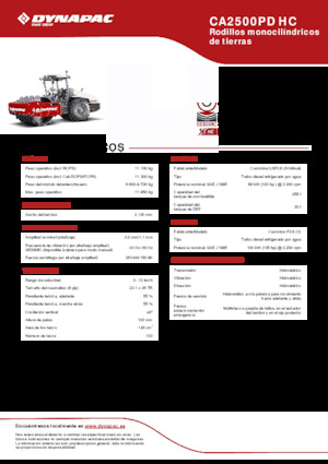 Rodillos vibrantes autopropulsados Dynapac CA2500PD HC