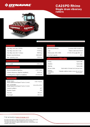 Rodillos vibrantes autopropulsados Dynapac CA25PD Rhino