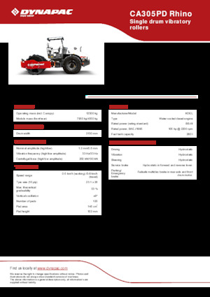 Rodillos vibrantes autopropulsados Dynapac CA305PD Rhino