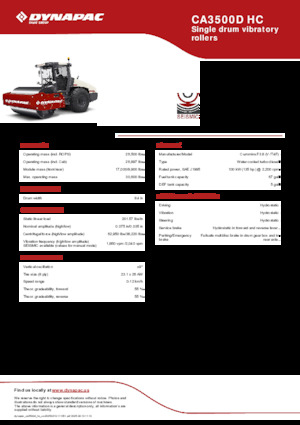 Rodillos vibrantes autopropulsados Dynapac CA3500D HC