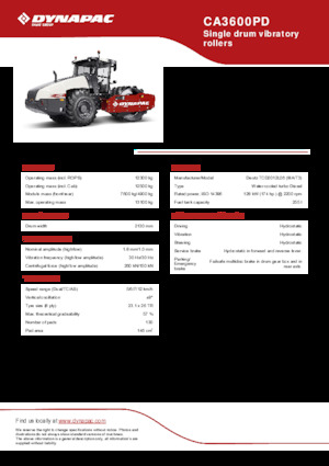 Rodillos vibrantes autopropulsados Dynapac CA3600PD