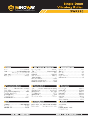 Rodillos vibrantes autopropulsados Sinoway SWR216