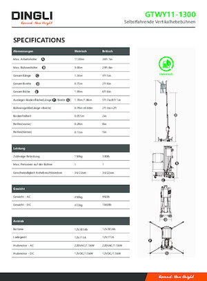 Plataformas verticales Dingli GTWY11-1300