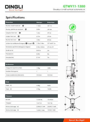 Plataformas verticales Dingli GTWY11-1300