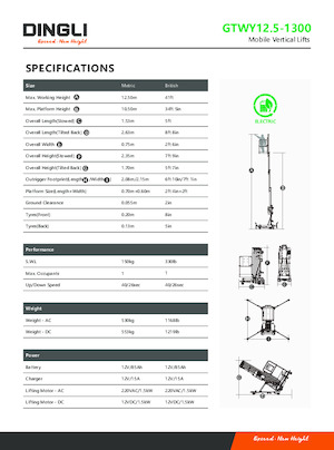 Plataformas verticales Dingli GTWY12.5-1300