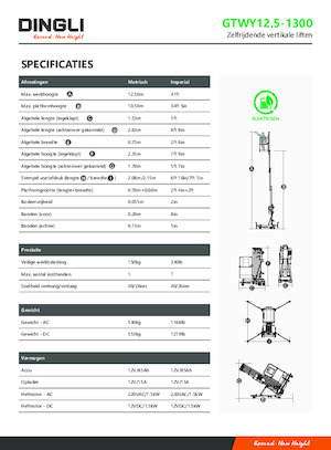 Plataformas verticales Dingli GTWY12.5-1300