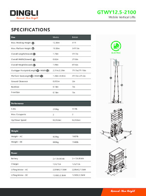 Plataformas verticales Dingli GTWY12.5-2100