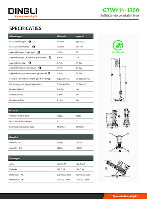 Plataformas verticales Dingli GTWY14-1300