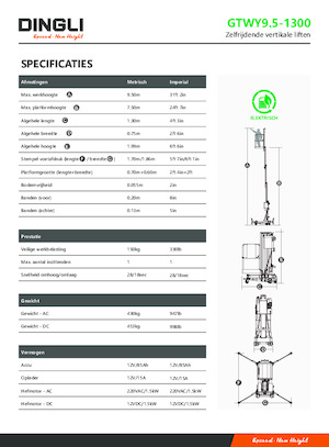 Plataformas verticales Dingli GTWY9.5-1300