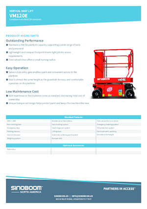 Plataformas verticales Sinoboom VM120E