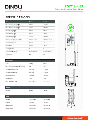Plataformas verticales Dingli ZDYT3-4.8S