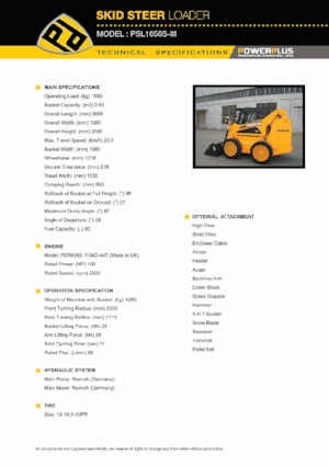Minicargadoras PowerPlus PSL1650S-III 