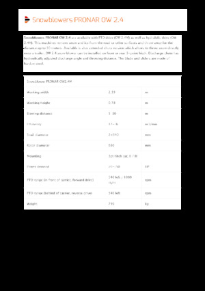 Quitanieves giratorios Pronar OW 2.4 H